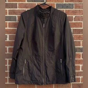 Dennis Basso Women's Black Lightweight Oversized Jacket Zip Pockets Size Large